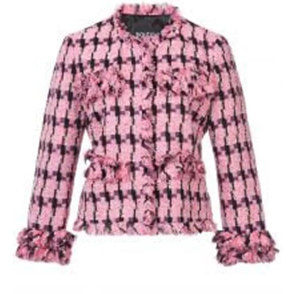 Moschino HOUNDTOOTH TWEED JACKET PINK 4 Dynasty Private Circus Fallon Carrington - Picture 7 of 13